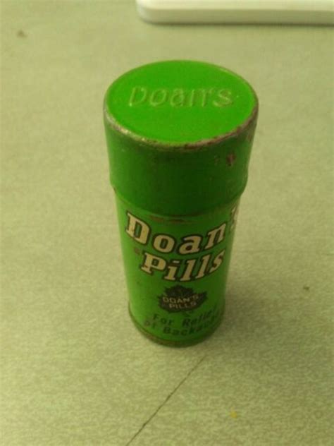 Vintage Doans Pills Round Metal Tin Container Pill Box 